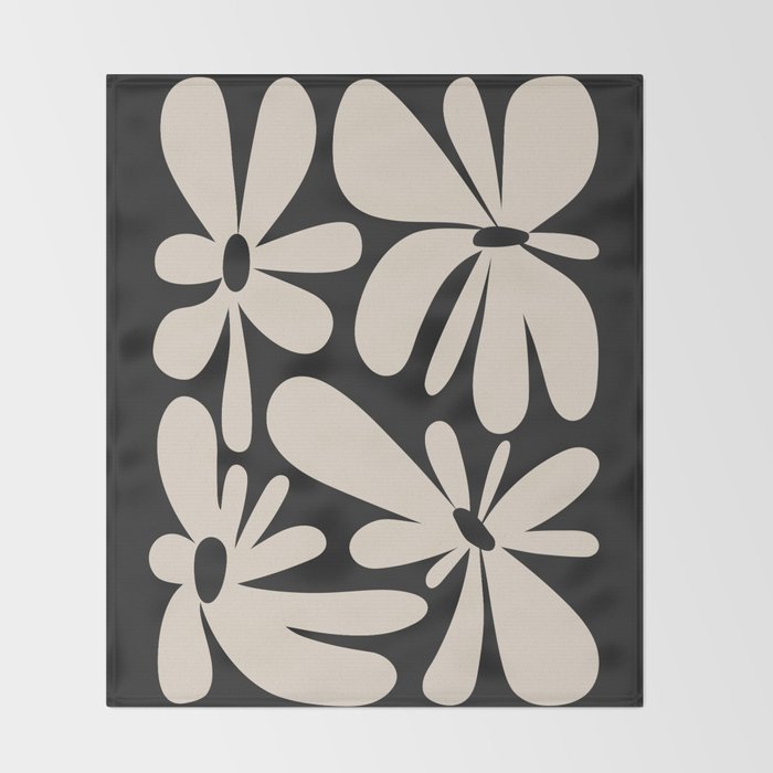 Bloom: Black & White Matisse Edition Throw Blanket Gallery Image 2