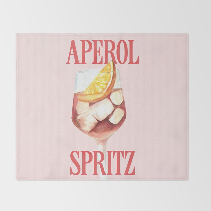 Aperol Spritz: Retro Classic Cocktail 01 Throw Blanket Gallery Image 2