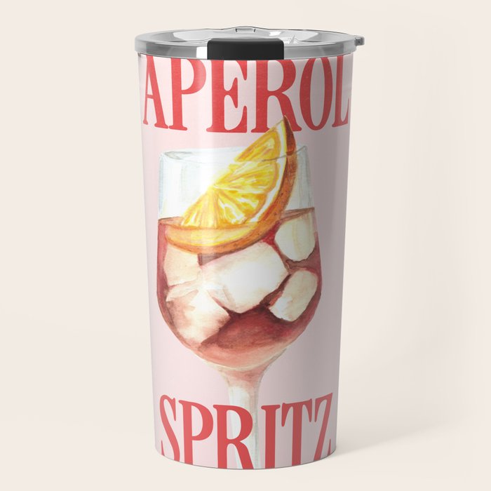 Aperol Spritz: Retro Classic Cocktail 01 Travel Mug Gallery Image 1