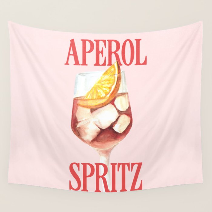 Aperol Spritz: Retro Classic Cocktail 01 Wall Tapestry Gallery Image 4