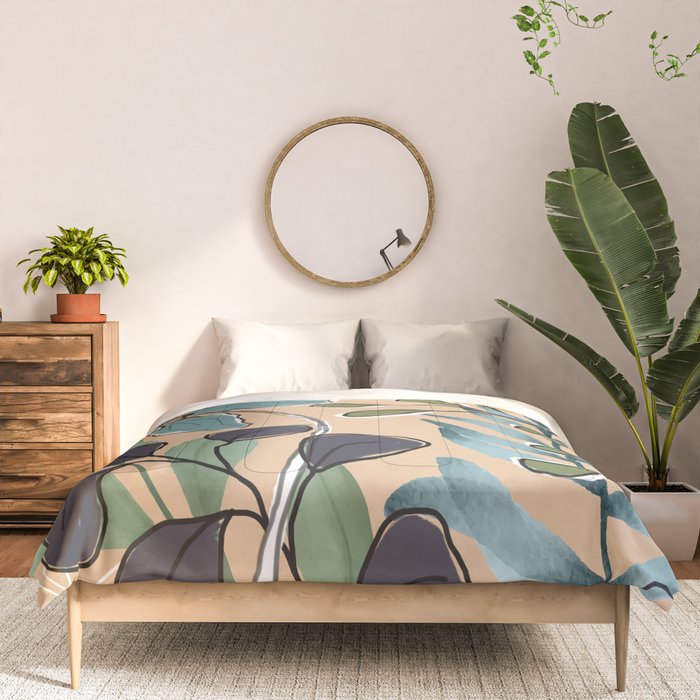 Elegant Botanical Line Art 4 Comforter Gallery Image 3