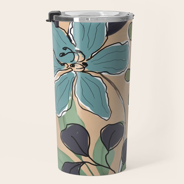 Elegant Botanical Line Art 4 Travel Mug Gallery Image 3