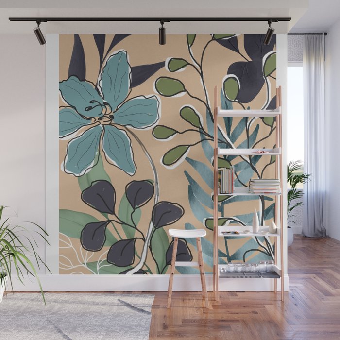 Elegant Botanical Line Art 4 Wall Mural Gallery Image 1