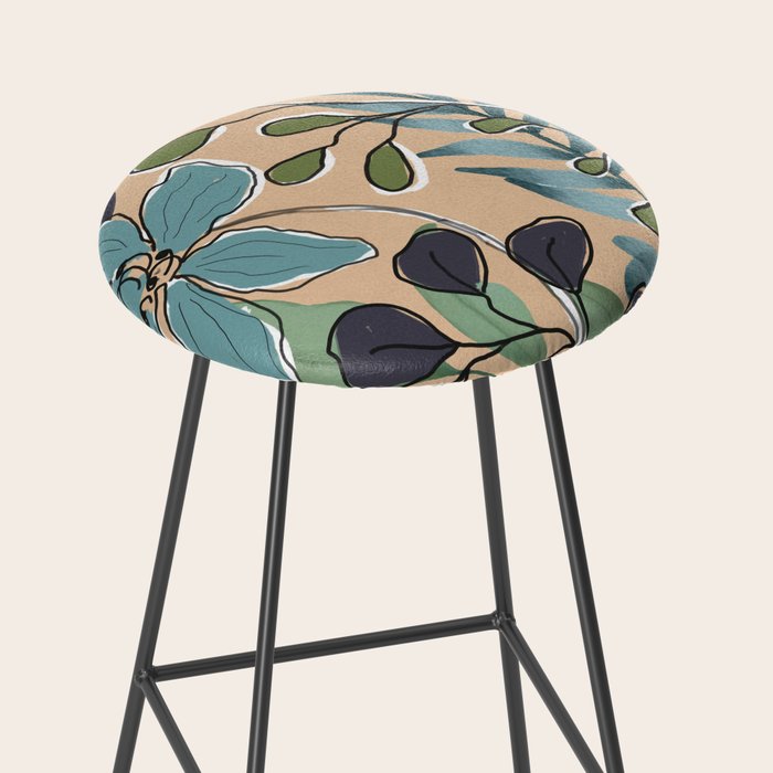 Elegant Botanical Line Art 4 Stool Gallery Image 2