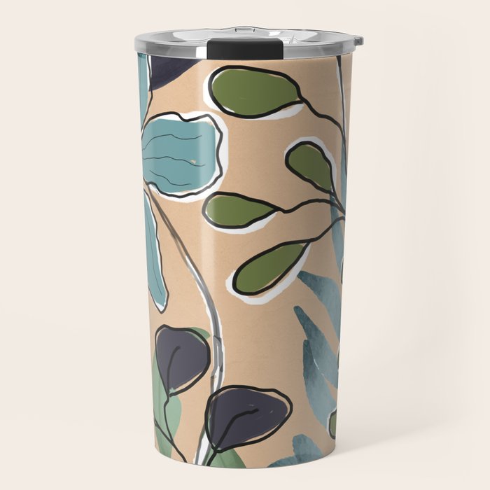 Elegant Botanical Line Art 4 Travel Mug Gallery Image 1