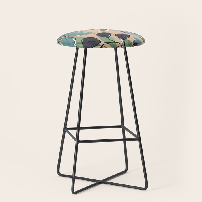 Elegant Botanical Line Art 4 Stool Gallery Image 1