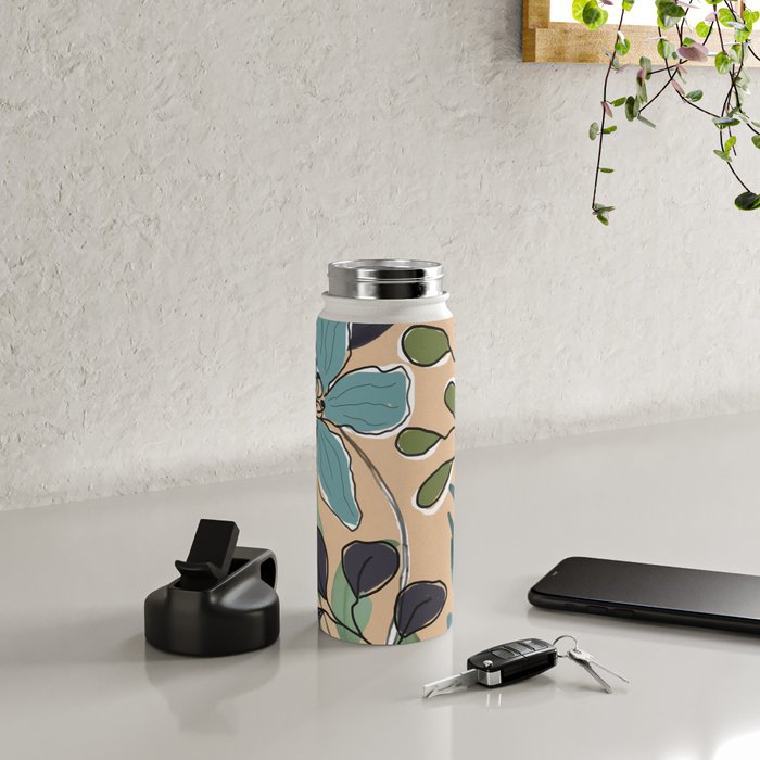 Elegant Botanical Line Art 4 Water Bottle Gallery Image 4