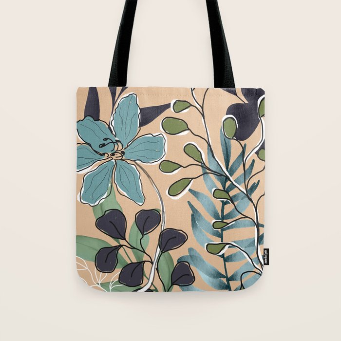 Elegant Botanical Line Art 4 Tote Bag Gallery Image 1