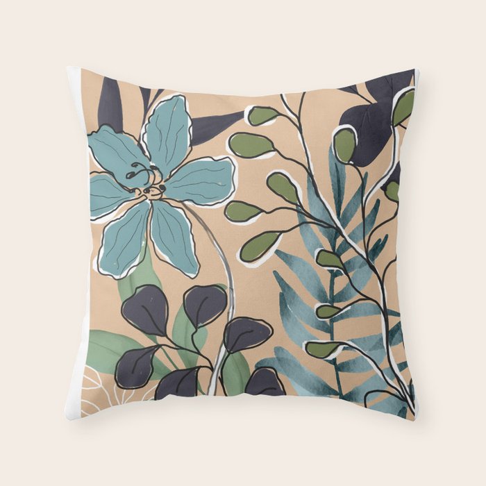 Elegant Botanical Line Art 4 Throw Pillow Gallery Image 6