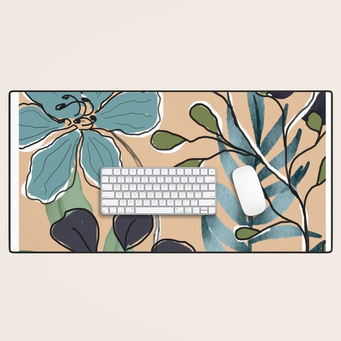 Elegant Botanical Line Art 4 Desk Mat Gallery Image 1