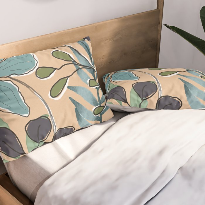 Elegant Botanical Line Art 4 Pillow Sham Gallery Image 2