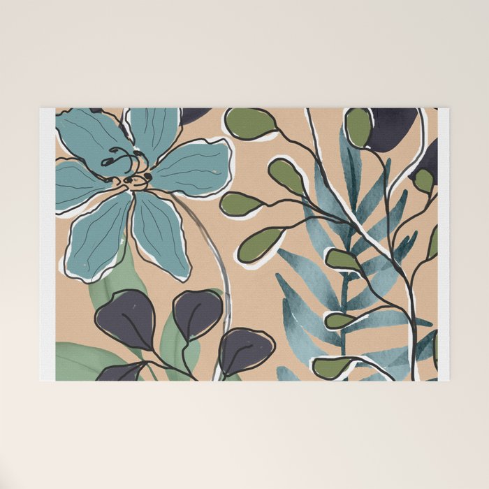 Elegant Botanical Line Art 4 Welcome Mat Gallery Image 1