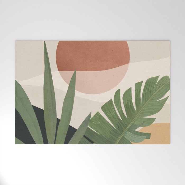 Abstract Art Tropical Leaves 45 Welcome Mat Gallery Image 1