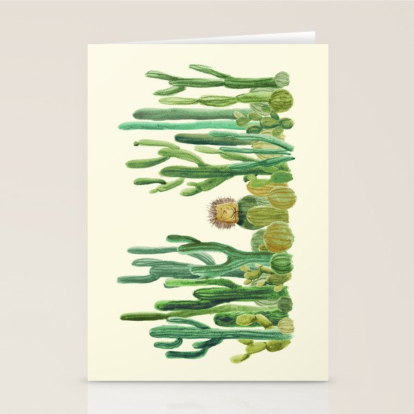 In my happy place - hedgehog meditating in cactus jungle Stationery Card Gallery Image 2