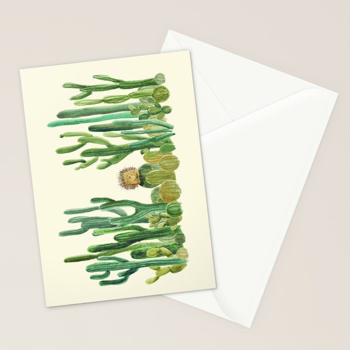 In my happy place - hedgehog meditating in cactus jungle Stationery Card Gallery Image 2