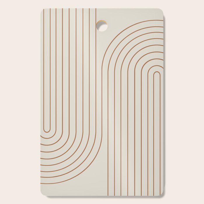 Minimal Line Curvature VI Earthy Natural Mid Century Modern Arch Abstract Cutting Board Gallery Image 1