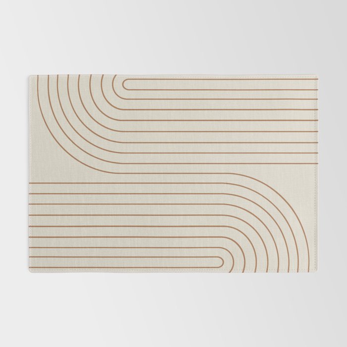 Minimal Line Curvature VI Earthy Natural Mid Century Modern Arch Abstract Rug Gallery Image 2