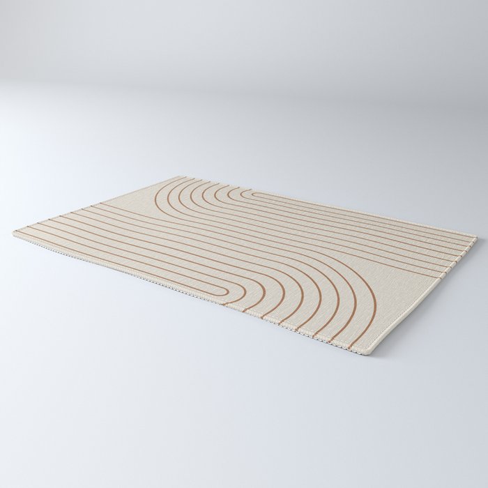 Minimal Line Curvature VI Earthy Natural Mid Century Modern Arch Abstract Rug Gallery Image 3