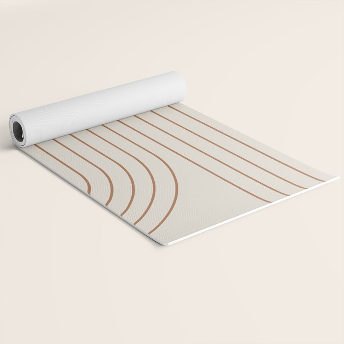 Minimal Line Curvature VI Earthy Natural Mid Century Modern Arch Abstract Yoga Mat Gallery Image 2