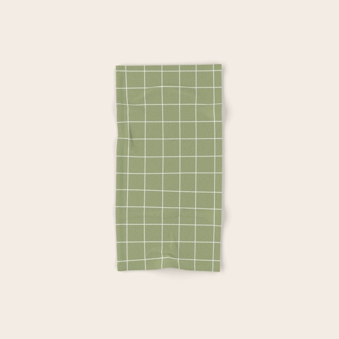 Hand Drawn Grid Green Bath Towel Gallery Image 1