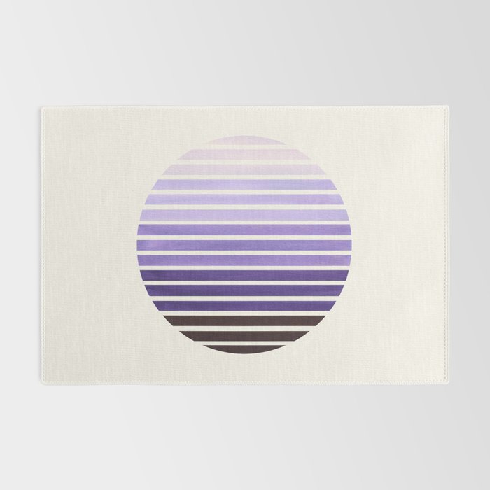 Purple Mid Century Modern Minimalist Scandinavian Colorful Stripes Geometric Pattern Round Circle Fr Rug Gallery Image 2