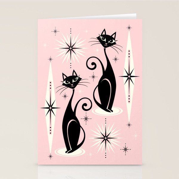 Mid Century Meow Retro Atomic Cats ©studioxtine Stationery Card Gallery Image 2