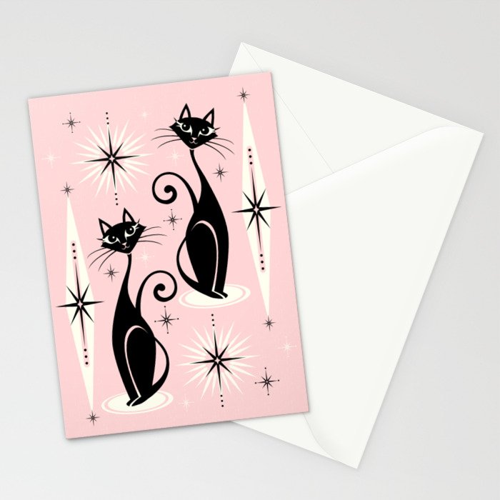 Mid Century Meow Retro Atomic Cats ©studioxtine Stationery Card Gallery Image 2