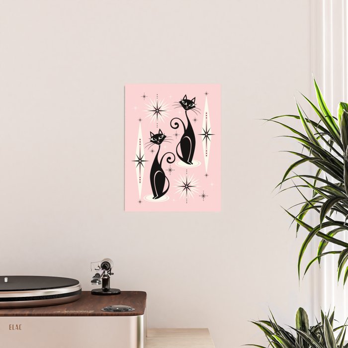 Mid Century Meow Retro Atomic Cats ©studioxtine Poster Gallery Image 2
