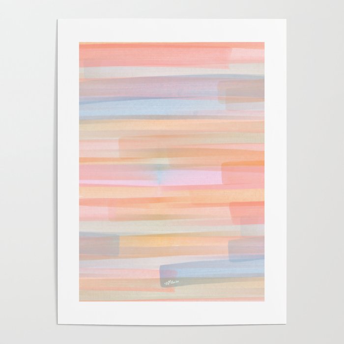Abstract Watercolor Waves in Peach Sunrise Poster Gallery Image 4