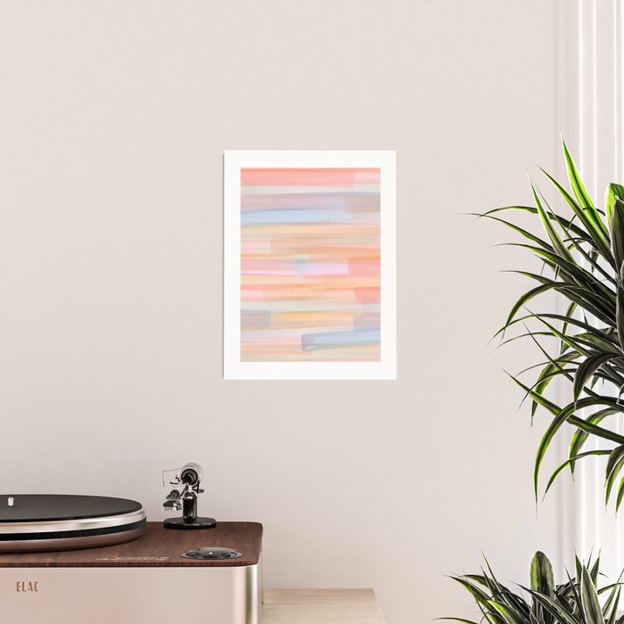 Abstract Watercolor Waves in Peach Sunrise Poster Gallery Image 2