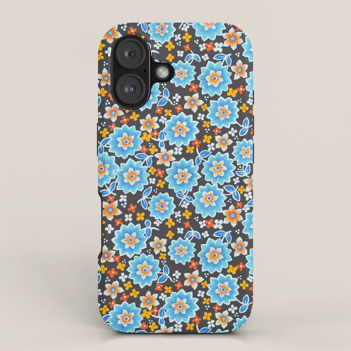 Blue Floral Retro iPhone Case Gallery Image 1