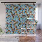 Blue Floral Retro Wall Mural Gallery Image 1