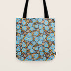 Blue Floral Retro Tote Bag Gallery Image 1