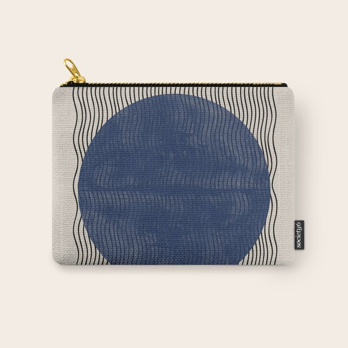Woodblock Paper Art Blue Carry All Pouch Gallery Image 1