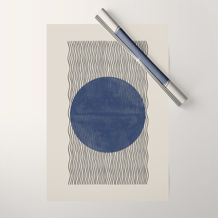 Woodblock Paper Art Blue Wrapping Paper Gallery Image 1