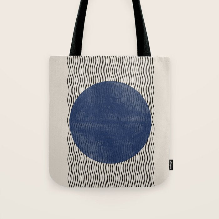 Woodblock Paper Art Blue Tote Bag Gallery Image 1