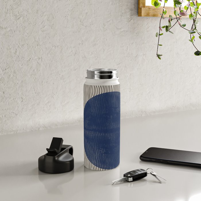 Woodblock Paper Art Blue Water Bottle Gallery Image 4