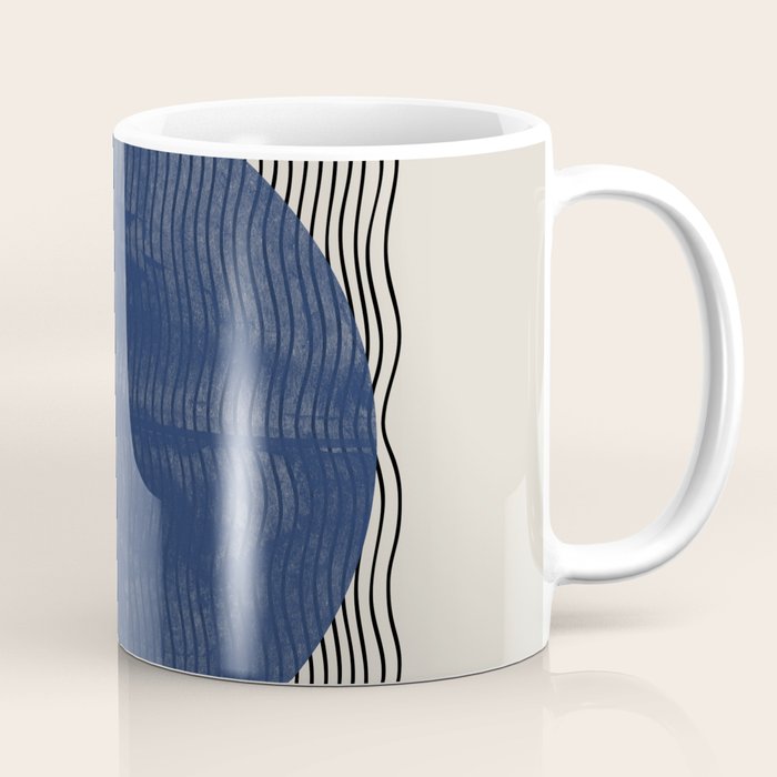 Woodblock Paper Art Blue Coffee Mug Gallery Image 1