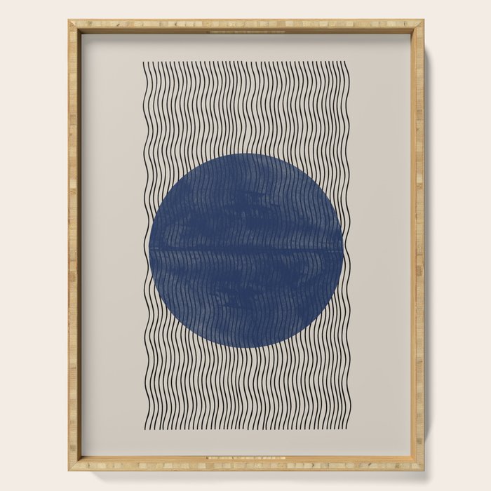 Woodblock Paper Art Blue Serving Tray Gallery Image 1
