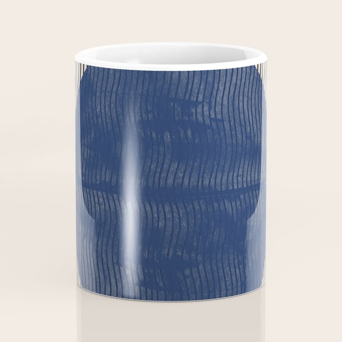 Woodblock Paper Art Blue Coffee Mug Gallery Image 4