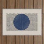 Woodblock Paper Art Blue Outdoor Rug Gallery Image 1