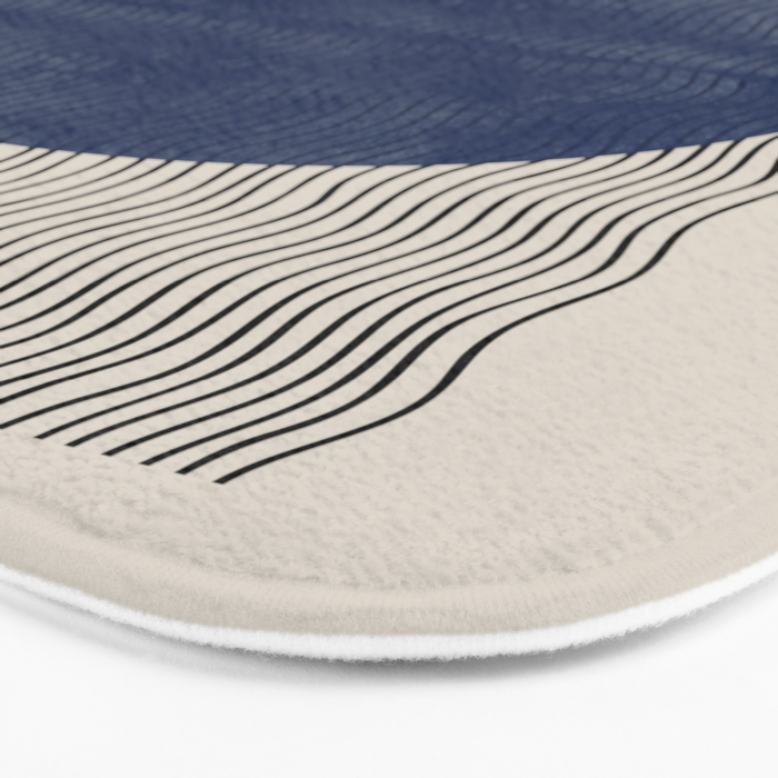 Woodblock Paper Art Blue Bath Mat Gallery Image 3
