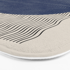 Woodblock Paper Art Blue Bath Mat Gallery Image 3