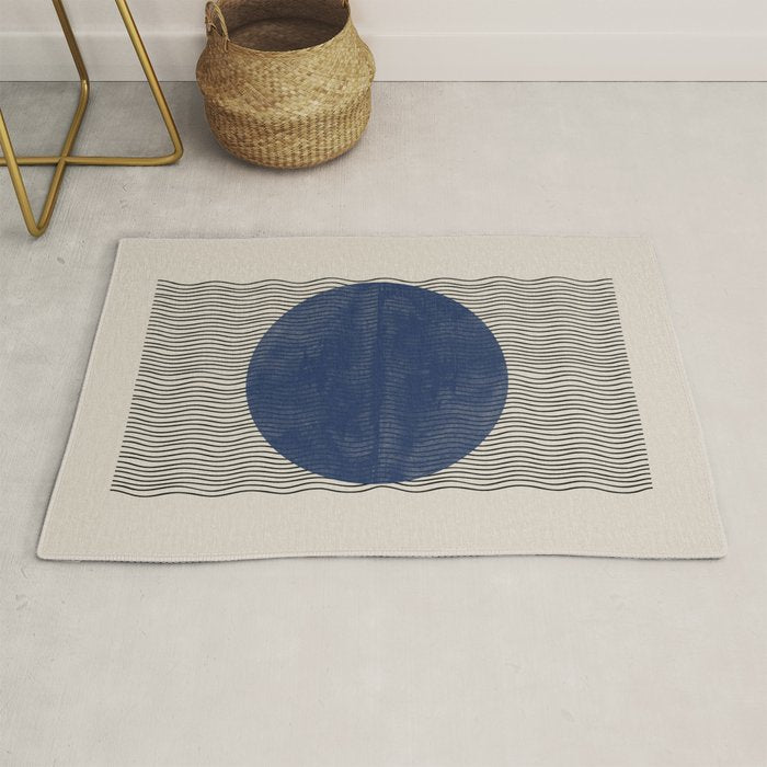 Woodblock Paper Art Blue Rug Gallery Image 1