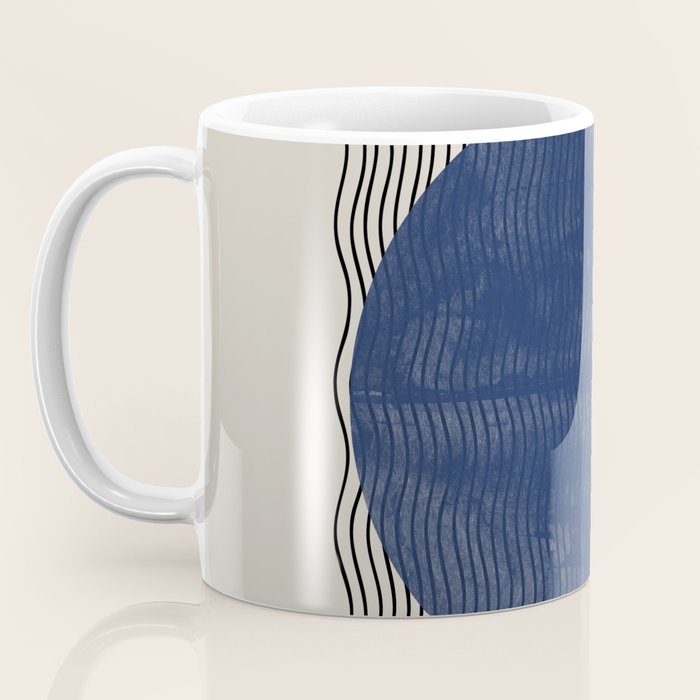 Woodblock Paper Art Blue Coffee Mug Gallery Image 3