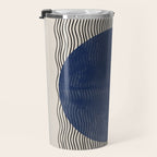 Woodblock Paper Art Blue Travel Mug Gallery Image 3