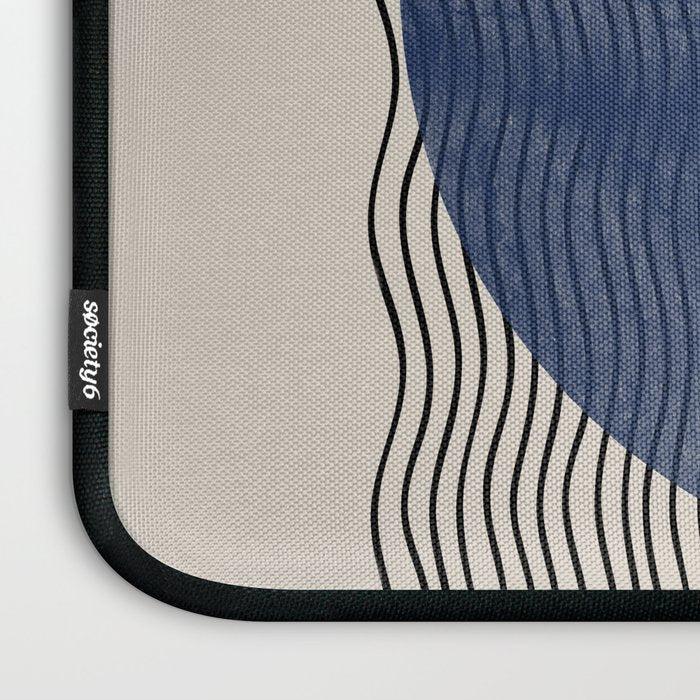 Woodblock Paper Art Blue Laptop Sleeve Gallery Image 3