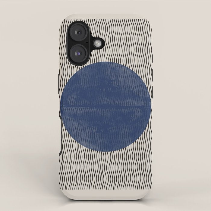 Woodblock Paper Art Blue iPhone Case Gallery Image 1