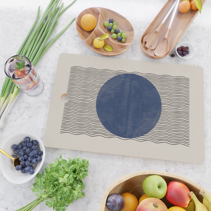 Woodblock Paper Art Blue Cutting Board Gallery Image 2