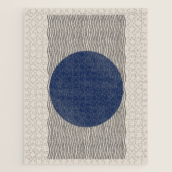 Woodblock Paper Art Blue Jigsaw Puzzle Gallery Image 1
